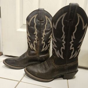 Justin brown leather cowboy boots womens size 6 B shoes